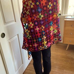 SUE WONG colorful crochet wrap